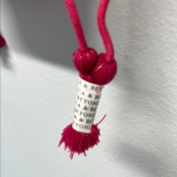 American & Beyond | Pink Butterfly Beaded Tote/Bucket Bag w/Crossbody Strap - Picture 6 of 16